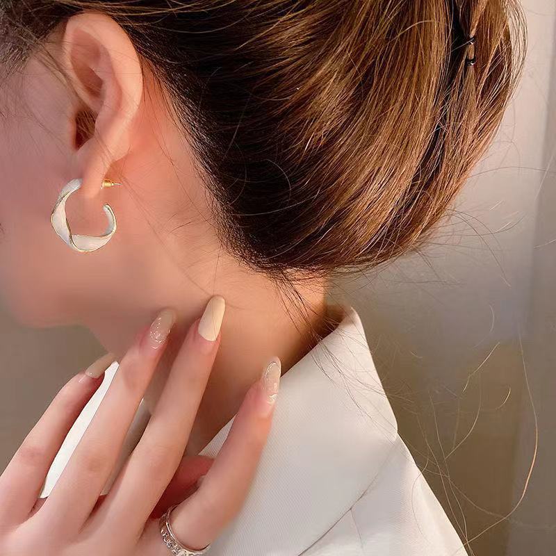 Bông Tai Mạ Bạc 925 Hình Tròn Đơn Giản Phong Cách Retro Hàn Quốc 2023