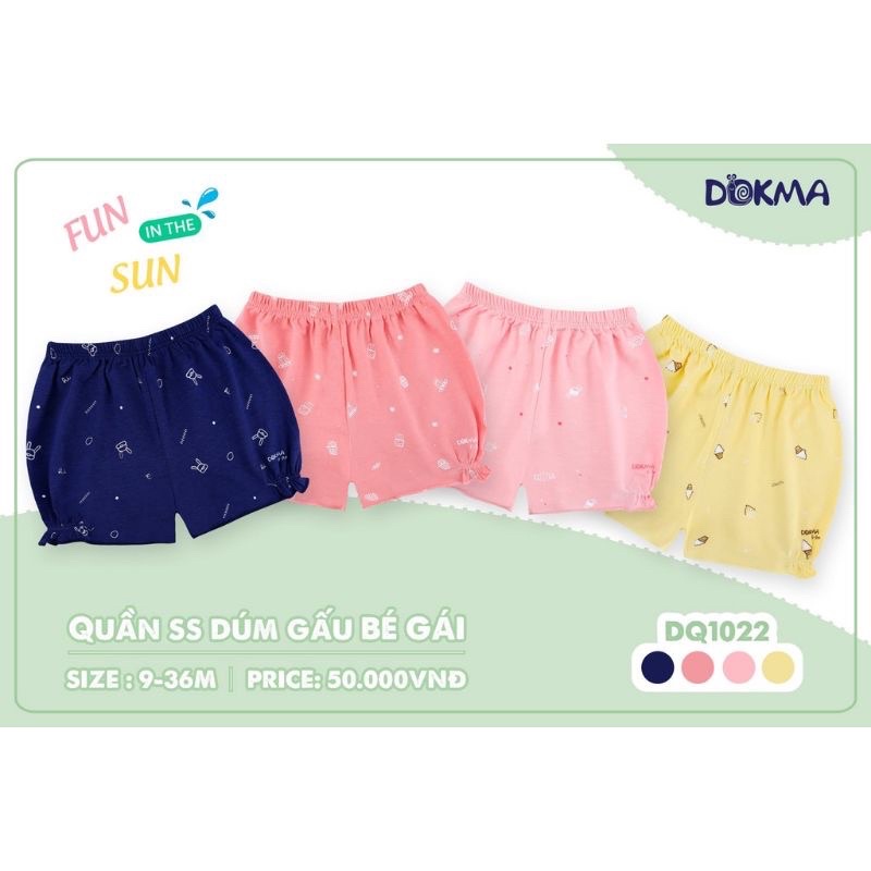 Quần đùi sơ sinh dúm gấu bé gái Dokma DQ1022