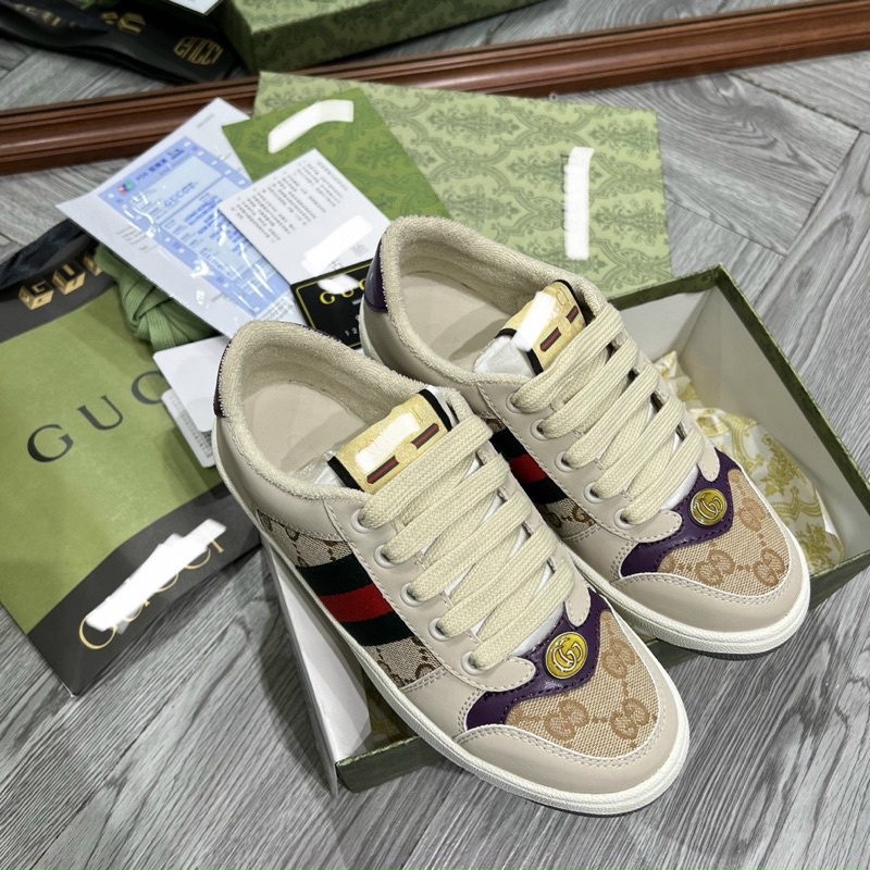 Full box+quà tặng🎁Giày sneaker Gucci SC nâu nhạt thể thao nam nữ