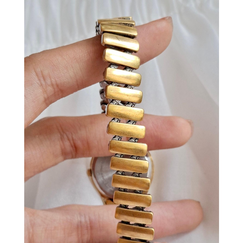 Đồng hồ Si Nhật - Nữ - ALBA by SEIKO - Mạ vàng toàn thân - Dây kiểu chun