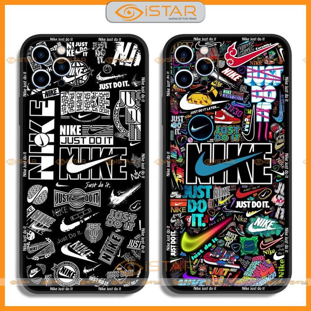Ốp lưng điện thoại iPhone cạnh viền vuông silicon dẻo bảo vệ camera hình Nike ip 6/6s/7/8/X/XS/11/12/13/14 Pro Plus Max