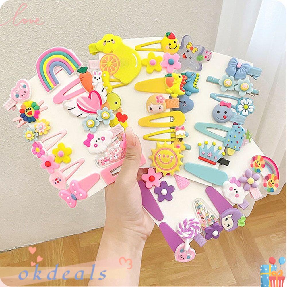 Bộ 14 Kẹp Tóc BB Họa Tiết Hoạt Hình Dễ Thương Cho Bé Gái