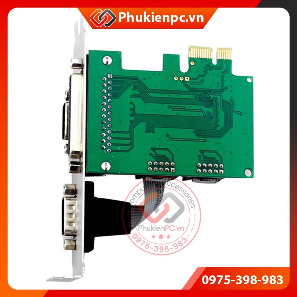 Card PCI-E 1X to 2 RS232, DB25 Parallel chip WCH382. cho máy tính PC máy đồng bộ kết nối cáp COM DB9 LPT máy in, máy CNC