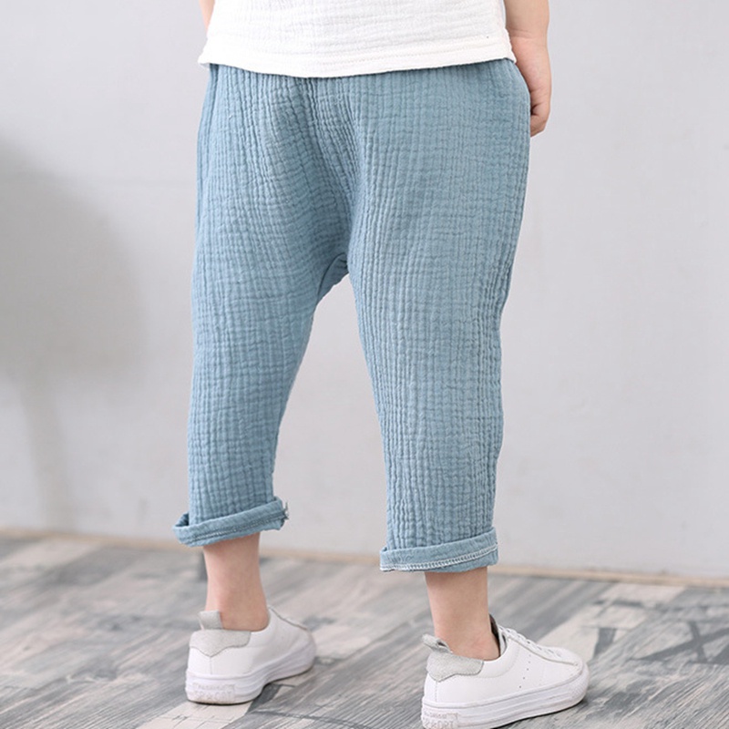 Quần Dài Chống Muỗi Vải Cotton Lanh Mỏng Thoáng Khí Màu Sắc Đơn Giản Thời Trang Mùa Hè Cho Bé