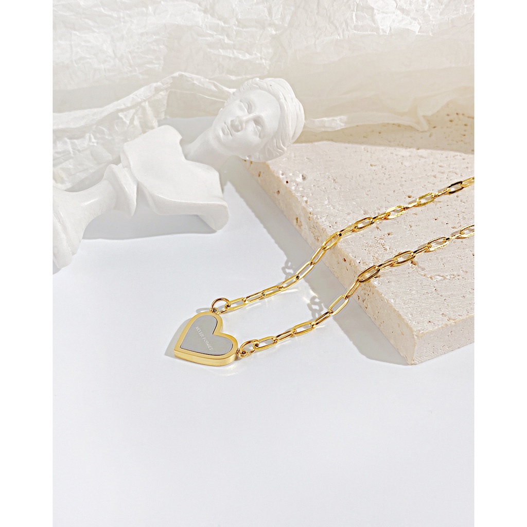 Vòng cổ Thép Không Gỉ Mặt Trái Tim Thời Trang Cho Nữ