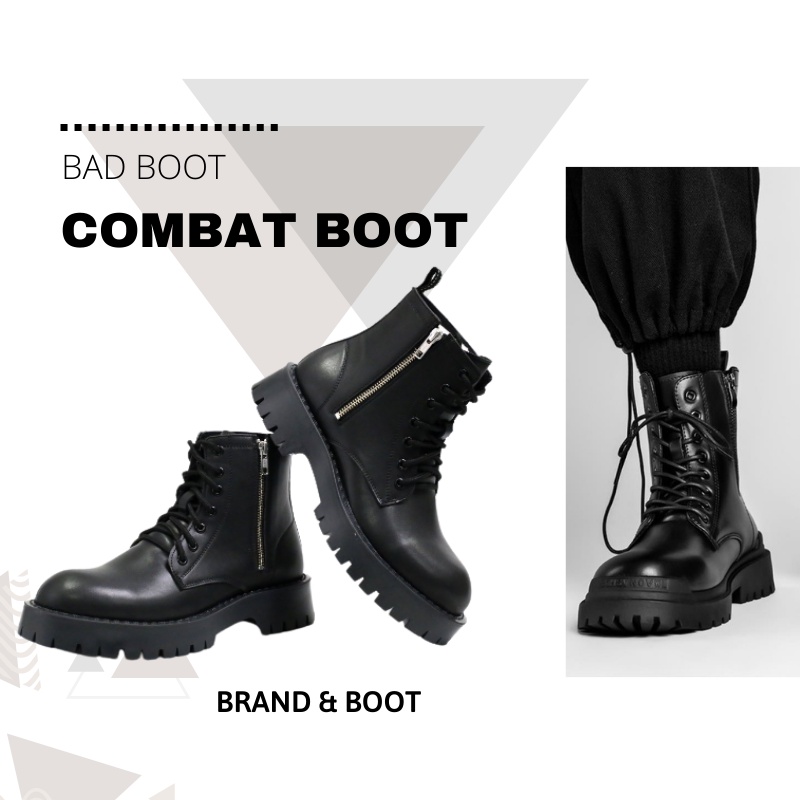 Giày combat boots nam cao cổ, đế khâu chắc chắn da chống nhăn bảo hành 6 tháng