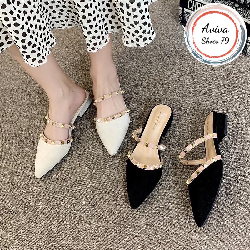 Giày sục mũi nhọn táng đinh  xinh xắn hót bền đẹp