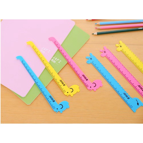 Thước kẻ học sinh hình hươu cao cổ dễ thương, thước kẻ nhựa chiều dài 15cm