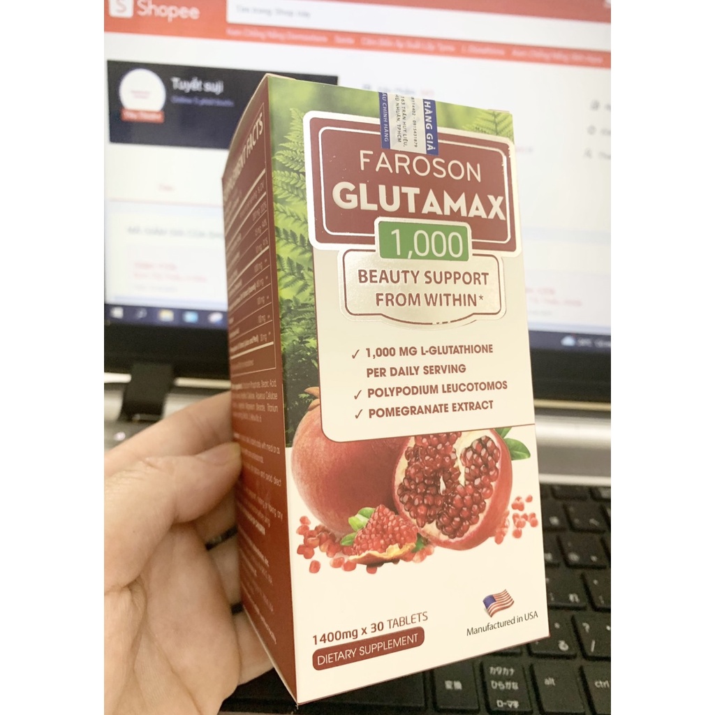 [CHÍNH HÃNG] Viên Uống Trắng Da Glutathione Giảm Nám Chống Nắng Faroson Glutamax hộp 30 viên