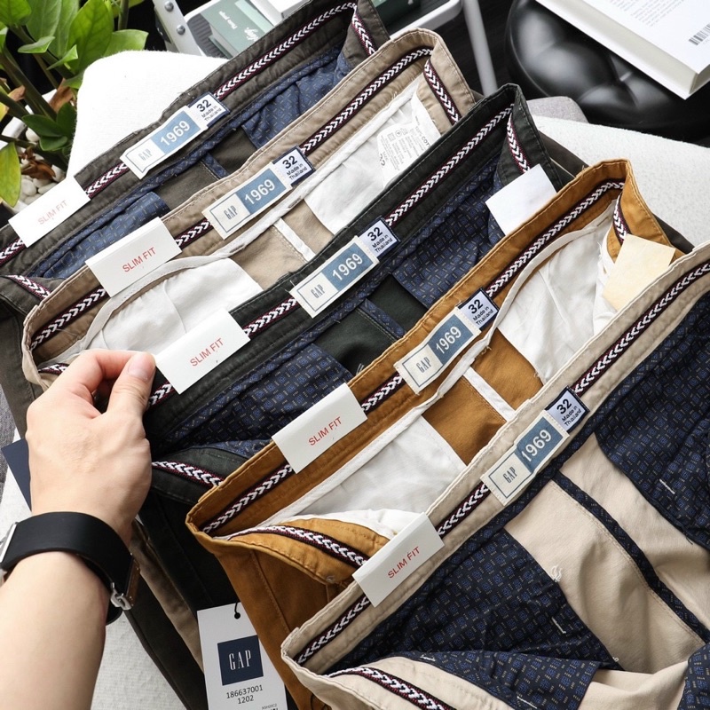 Quần dài kaki gap nam công sở from slim fit ống côn chất vải co dãn mềm mịn