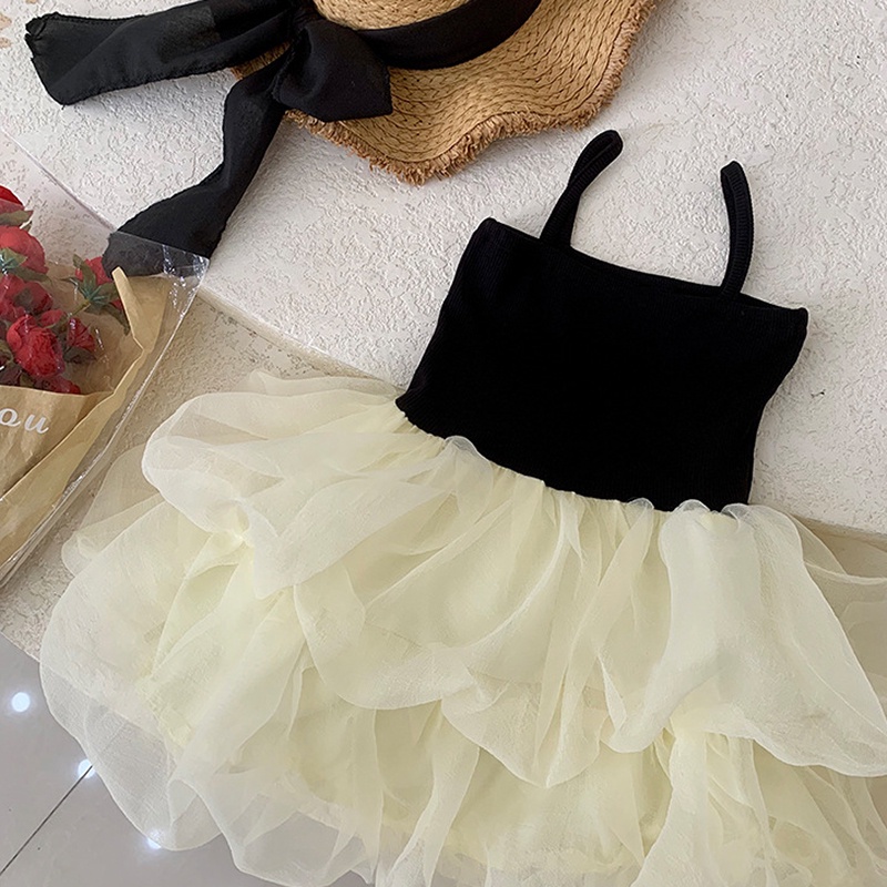 Đầm xòe NNJXD phối vải tuyn thời trang mùa hè công chúa xinh xắn cho bé gái