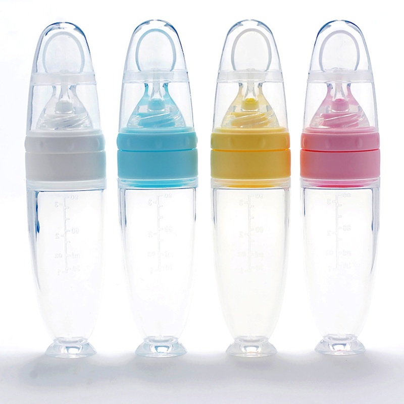 Bình Ăn Dặm Silicone 3oz 90ml Kèm Đế Đứng Dành Cho Bé