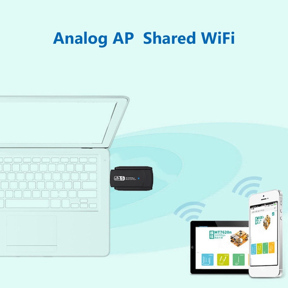 Usb 3.0 Thu Sóng WiFi Băng Tần Kép 1200Mbps 2.4 / 5G