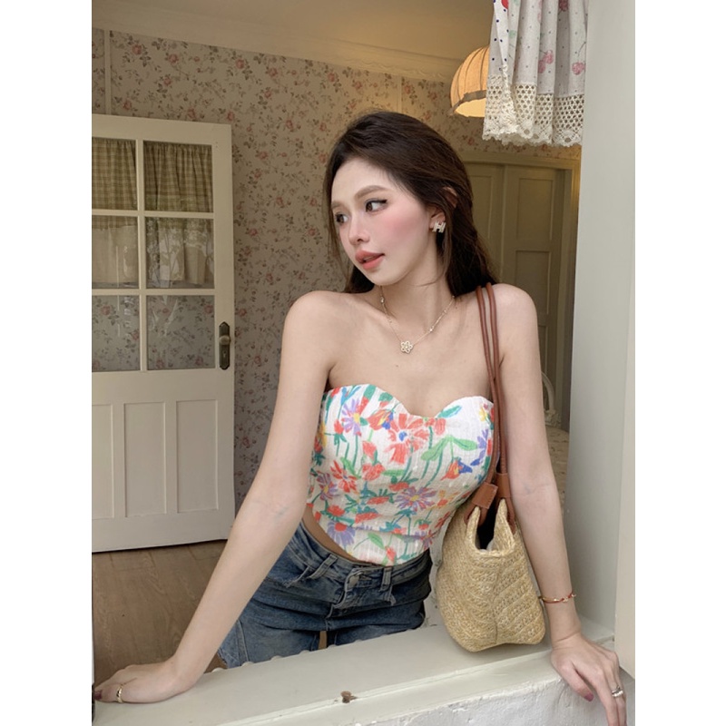 Áo Hai Dây Họa Tiết Hoa Quyến Rũ Cho Nữ