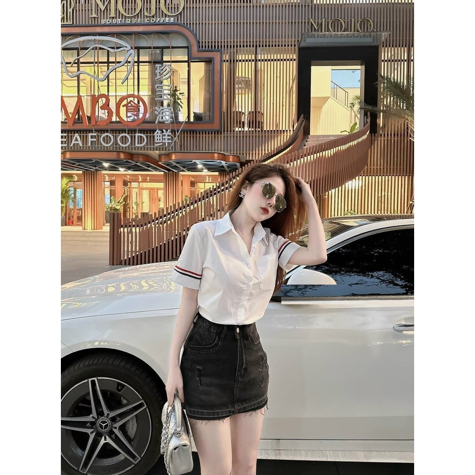 Áo Sơ Mi Tay Ngắn Viền Cổ Tay - BT Fashion