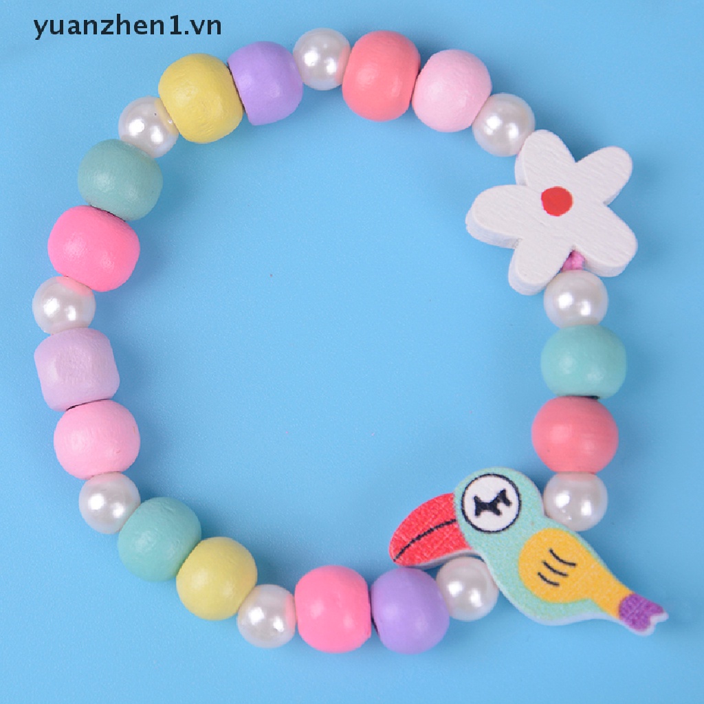 Set 3 Vòng Tay Chuỗi Hạt Đính Hình Hoa Và Chim Dễ Thương Cho Bé