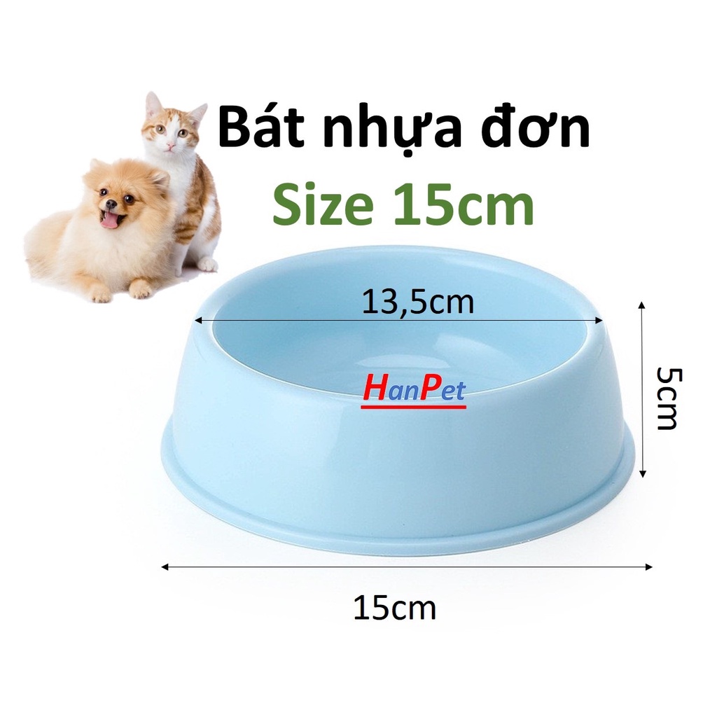 Bát nhựa đơn- Bát ăn chó mèo bằng nhựa siêu bền loại dày (3 size) chén ăn uống thú cưng