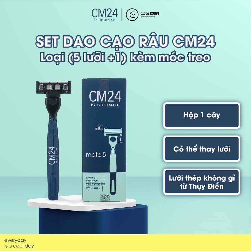Bộ dao cạo râu loại 5 lưỡi +1 thương hiệu CM24 (Gồm tay cầm, 1 lưỡi và 1 móc treo)