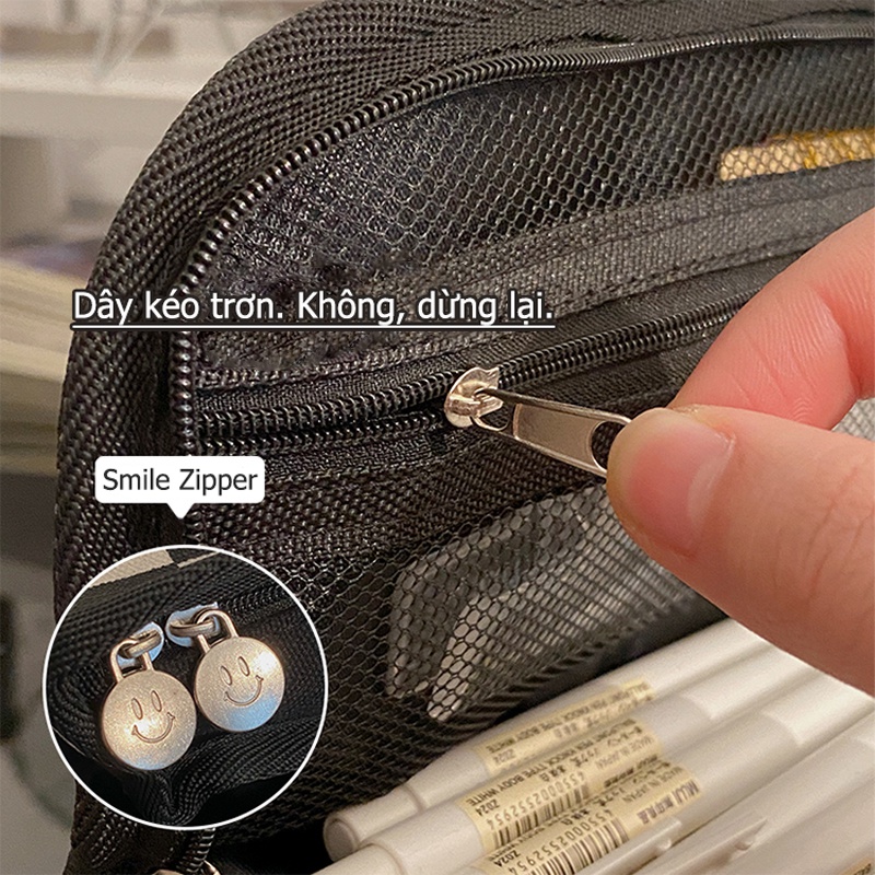 Túi Đựng Bút Bằng Vải Canvas Họa Tiết Caro Dễ Thương