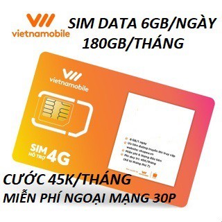 Sim 4G Vietnamobie gói shopee 6gb/ngày