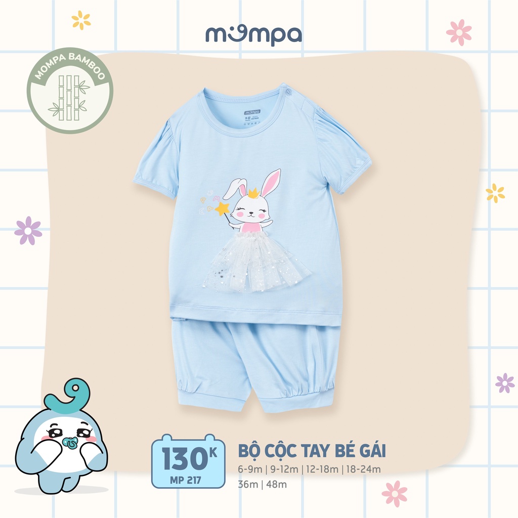 Bộ cộc tay Mompa Bamboo thun lạnh cao cấp mềm mịn thoáng mát thấm hút tốt mẫu mới cho bé trai bé gái MP217