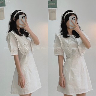 [D2024] Đầm thô triết eo cổ bèo form vừa (Có sẵn/ảnh thật)