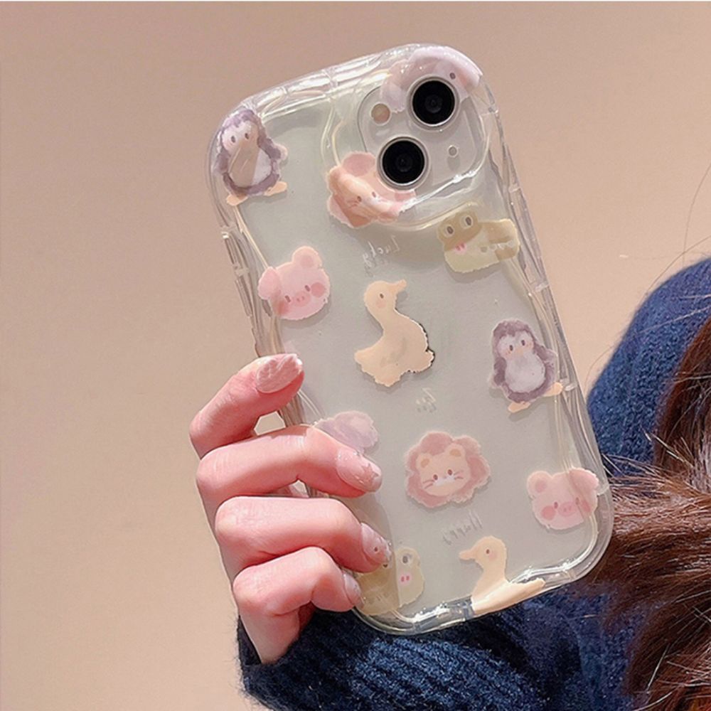 Ốp Điện Thoại TPU Mềm Trong Suốt Họa Tiết Động Vật Hoạt Hình Dễ Thương Chống Sốc / Dấu Vân Tay Cho IPhone 11 12 13 14 Pro Max