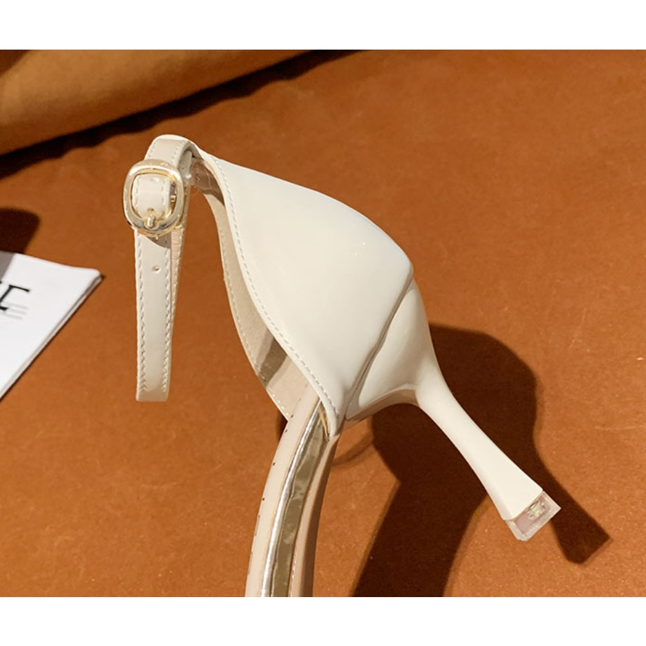 Sandal Cao Gót Bít Mũi 5 Phân Gót Nhọn Đính Nơ