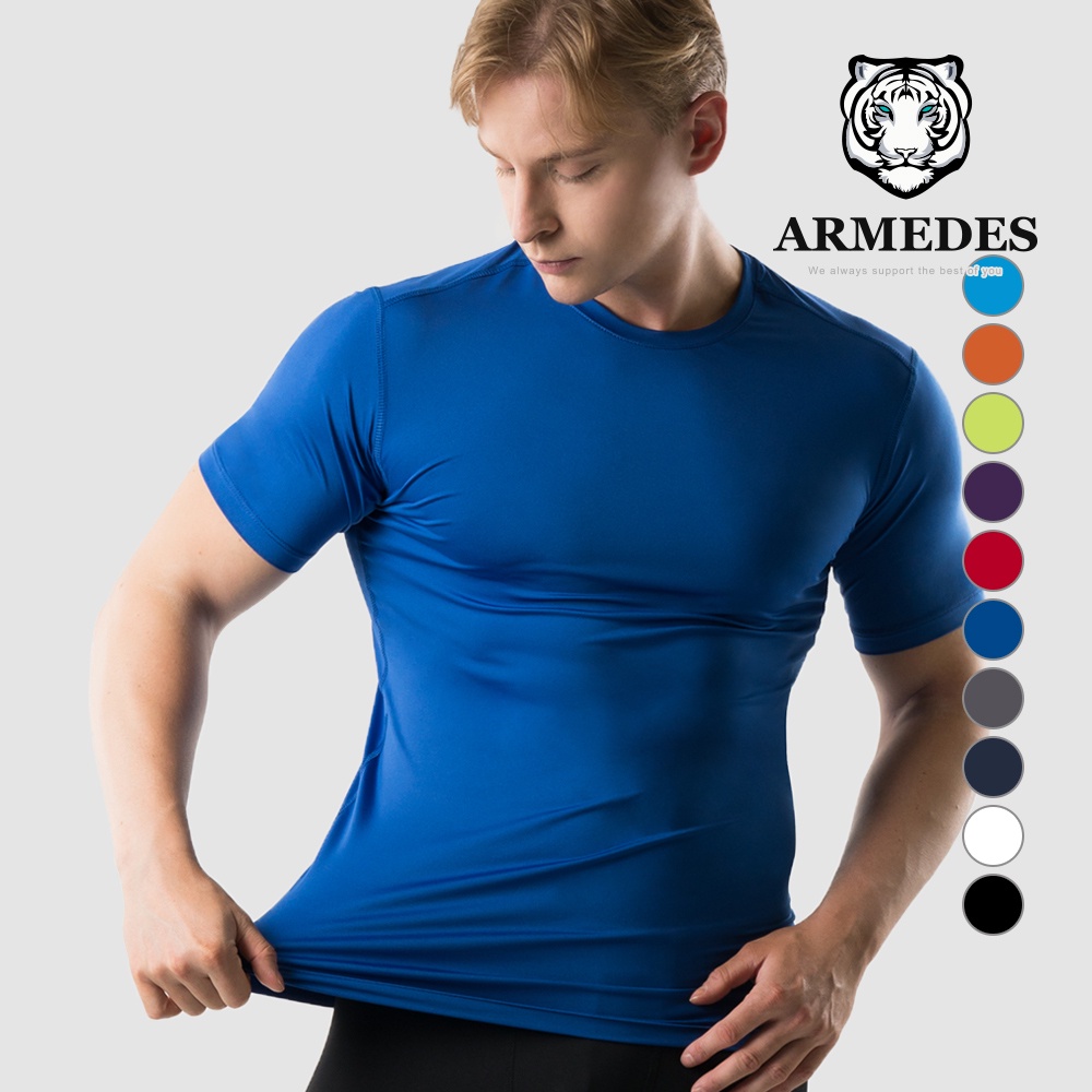 Áo Thun Thể Thao Nam Tay Ngắn Tập Gym  99% Polyester Siêu Thấm Hút và Mát Mịn Chính Hãng ARMEDES Hàn Quốc - AR 51