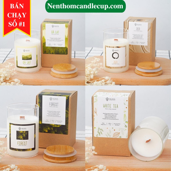 Nến thơm thư giãn AGAYA Candle Cup - Nến thơm tinh dầu cao cấp không khói