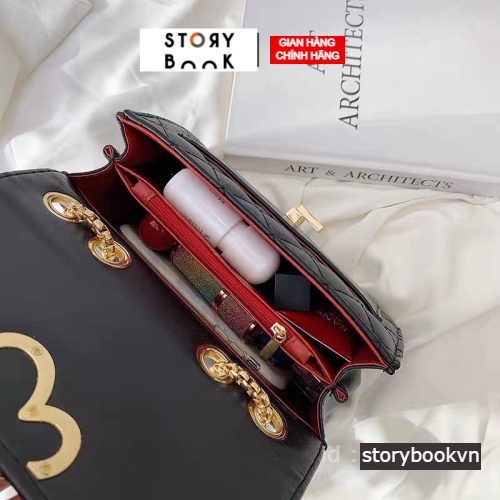 Túi Xách Nữ Túi Đeo Chéo Chần Trám Khoá Tim Xích Tròn Sang Chảnh STORYBOOK