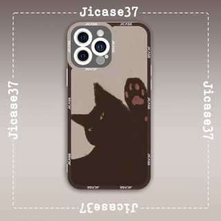 Ốp lưng iphone và samsung xiaomi oppo cạnh vuông Jicase Mèo Đen Mèo Con Cute Kitty Kitten 