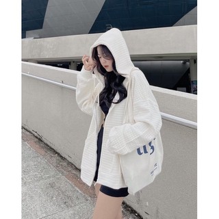 Áo khoác nỉ xốp Hoodie Zip form rộng Ulzzang