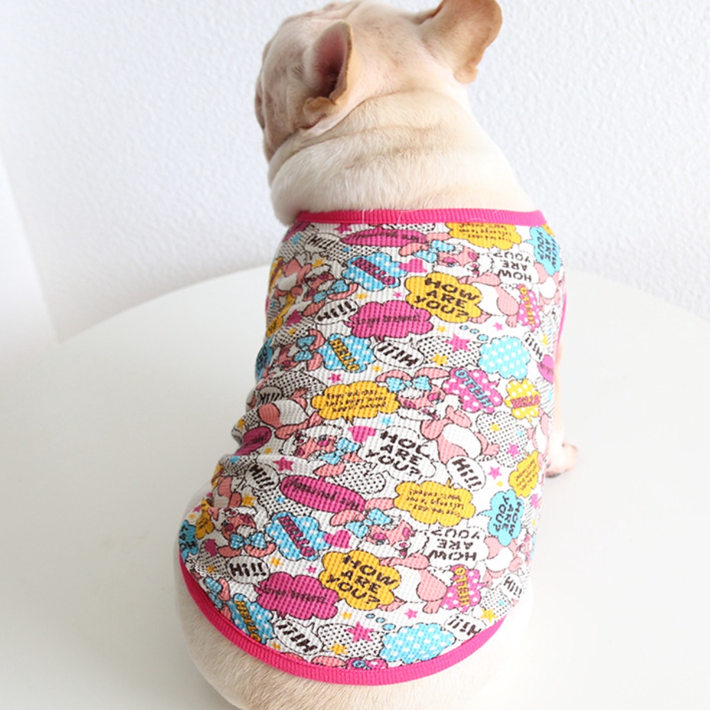 Bulldog Vest Cartoon Truyện tranh In Pet Dog Quần áo