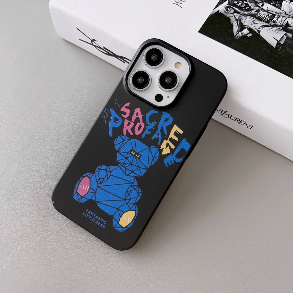 Ốp Điện Thoại Tpu + PC Cứng Chống Sốc Chống Rơi In Hình Gấu Kiểu Graffiti Cho iPhone 14 13 12 11 Pro Max