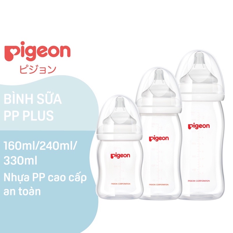 Bình Sữa PP Plus Pigeon 160ml/ 240ml/kèm quà tặng