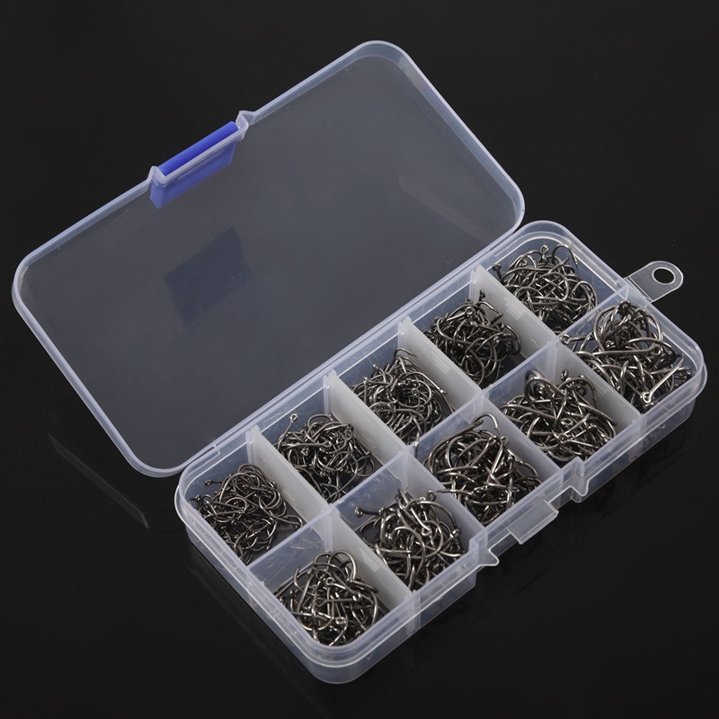 Hộp 500 Lưỡi Câu Cá Bằng Thép Carbon 10 Kích Cỡ
