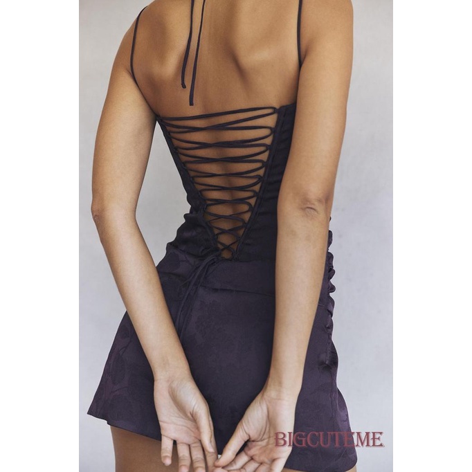 [] - Đầm Mini Hai Dây Hở Lưng In Hoa Thời Trang Mùa Hè Cho Nữ