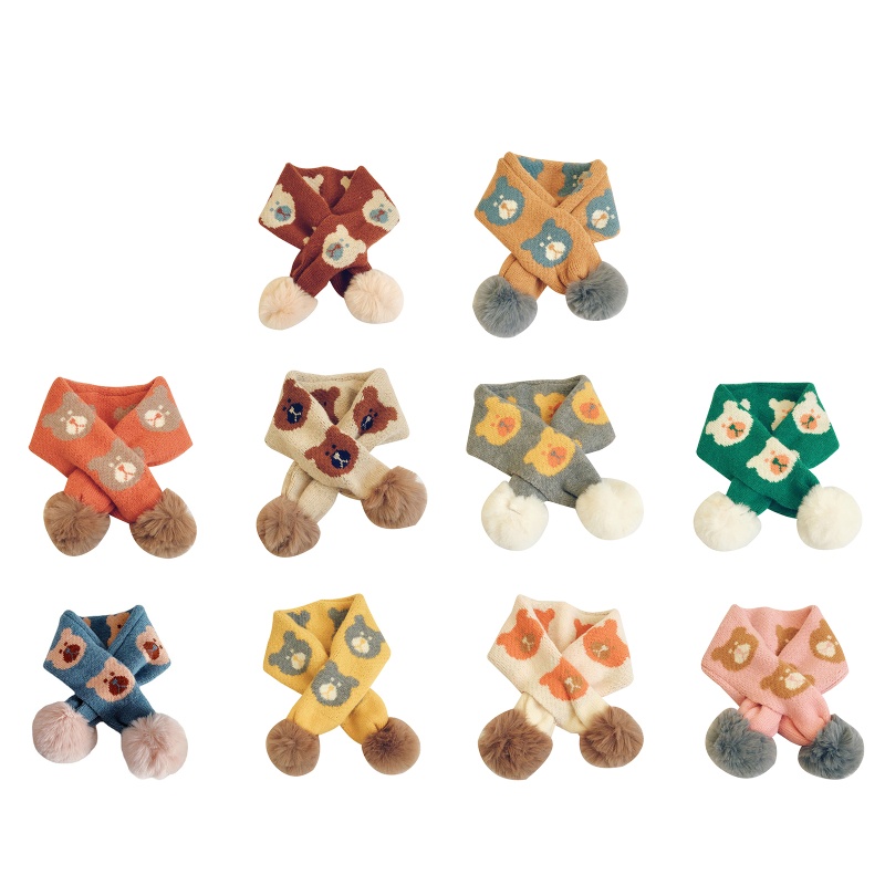 Khăn Choàng Cổ Dệt Kim Dày Dặn Giữ Ấm In Họa Tiết Hoạt Hình Dễ Thương Thời Trang Thu Đông Cho Bé