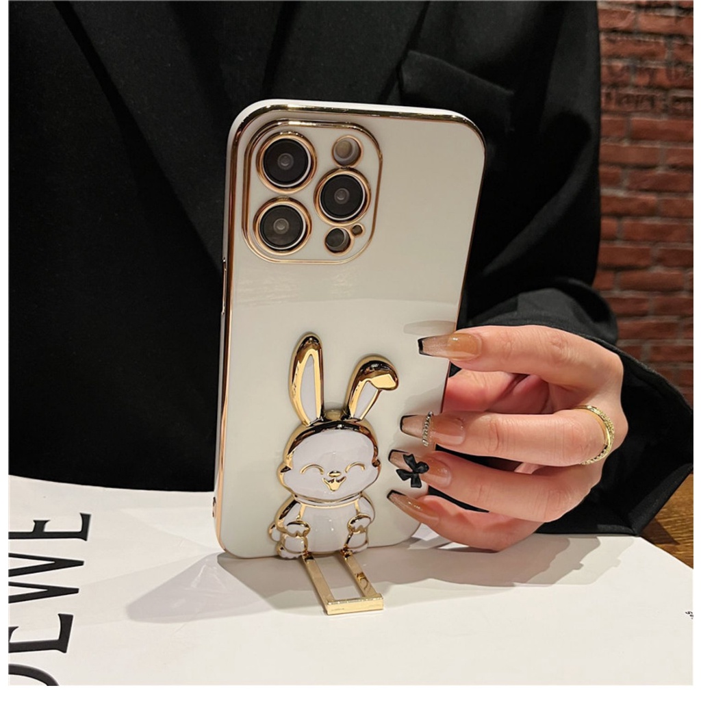 Ốp Điện Thoại Dẻo Họa Tiết Hoạt Hình Chú Thỏ Kèm Giá Đỡ Cho xiaomi 13 13t 12t 12 11t mi 10t pro mi 11 lite ultra