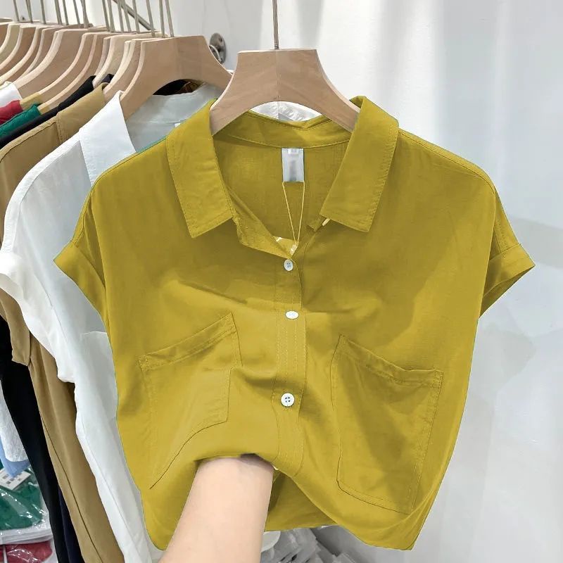 Áo sơ mi COZOKC tay ngắn dáng rộng thiết kế đơn giản thời trang