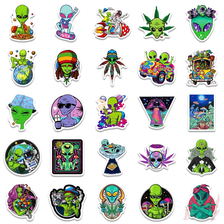 ❉ Sticker Dán Trang Trí Hình Người Ngoài Hành Tinh Vui Nhộn Series 01 ❉ Bộ 50 Sticker Chống Thấm Nước Xinh Xắn Dùng Trong Trang Trí