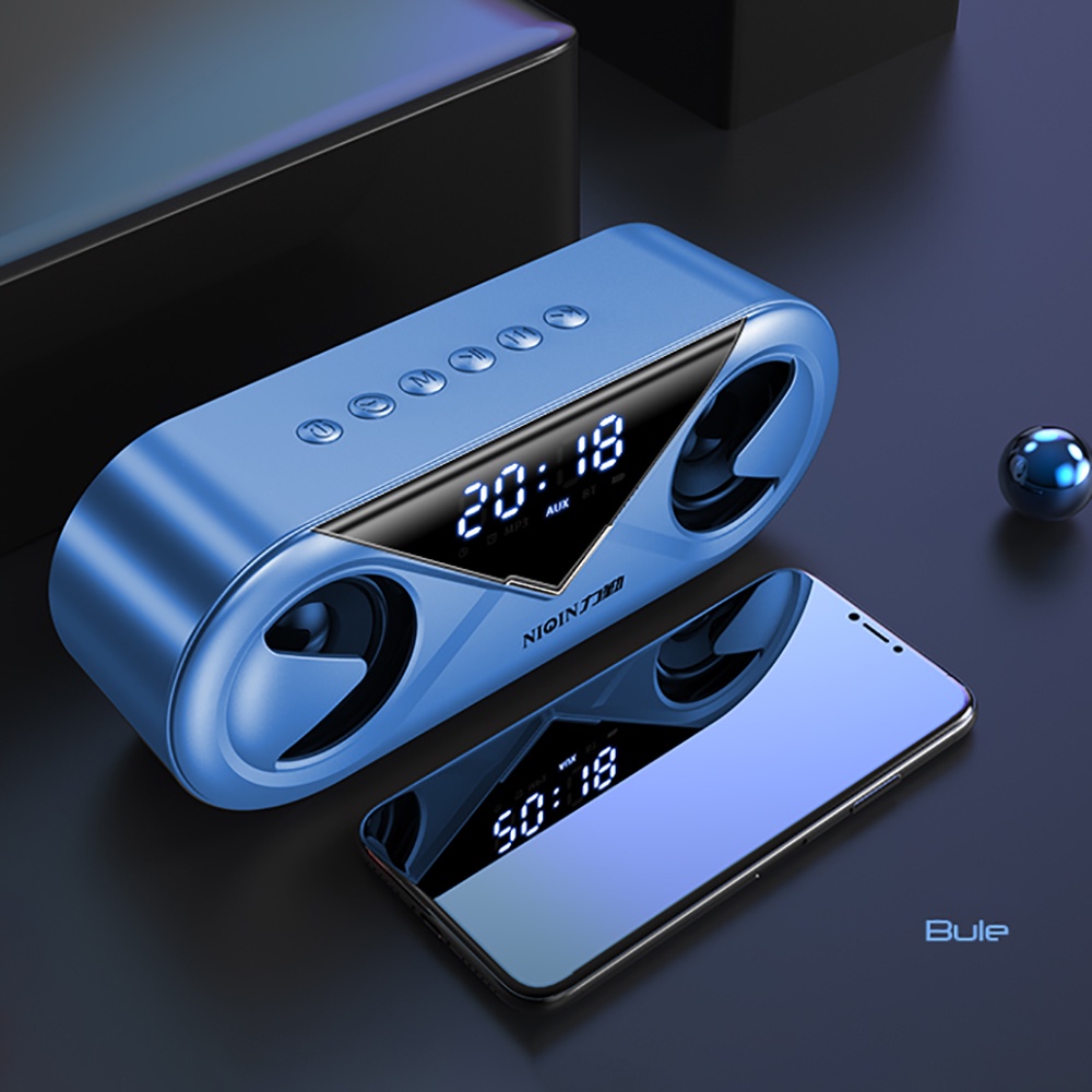 Loa bluetooth mini bass cực căng, loa không dây nghe nhạc âm thanh hifi kết hợp đồng hồ và đèn led nháy theo nhạc. | BigBuy360 - bigbuy360.vn