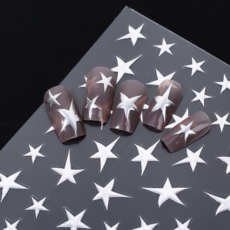 1 Tấm Sticker Họa Tiết Chữ Thập / Ngôi Sao / Ngôi Sao Nổi 3D Tự Dính Trang Trí Móng Nghệ Thuật