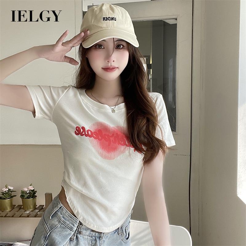 IELGYÁo Croptop Mỏng Lưng Cao In Họa Tiết Thời Trang Cho Nữ