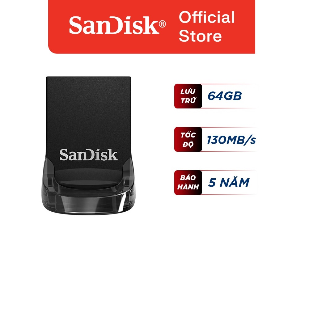 USB 3.1 Sandisk Ultra Fit CZ430 64GB Flash Drive upto 130MB/s