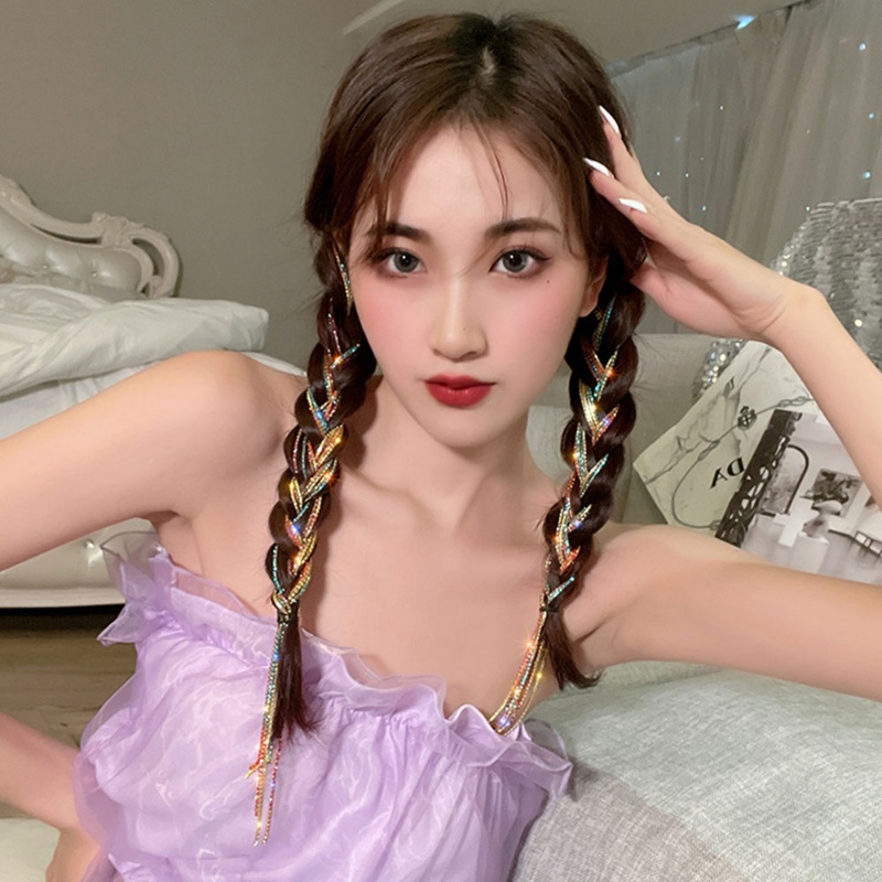 Kẹp Tóc Dây Bện Đính Đá Lấp Lánh / Tua Rua Thời Trang