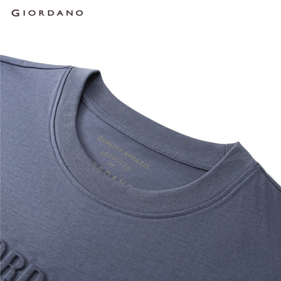 Áo thun GIORDANO 05323399 tay ngắn dập nổi họa tiết công nghệ cao làm mát cho nữ