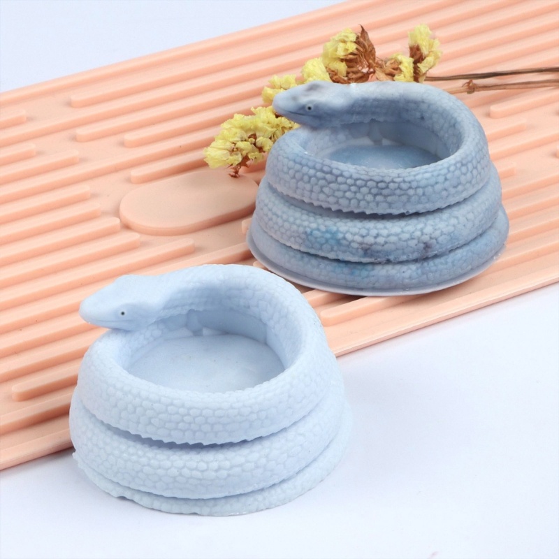 Khuôn Silicone Làm Giá Đỡ Nến Hình Rắn 3D Chống Dính Tiện Dụng