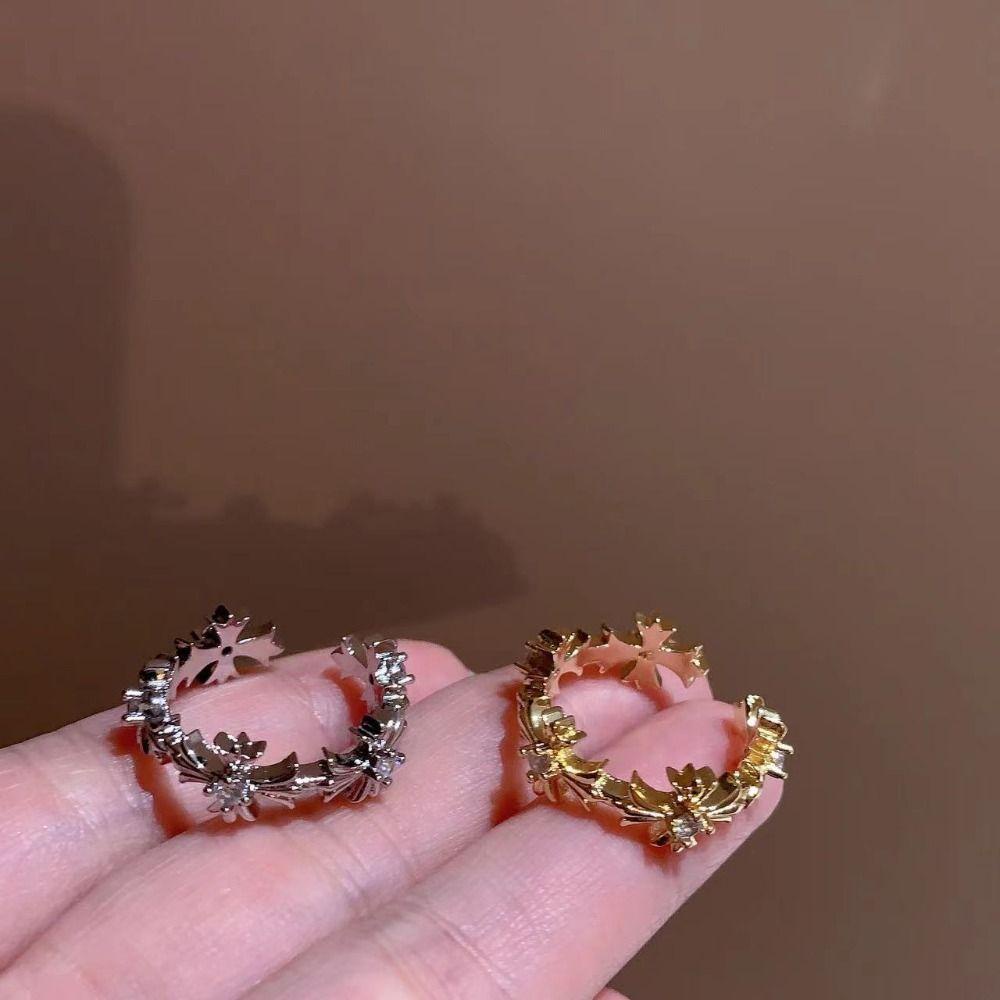 Nhẫn Chéo Bằng Kim Loại Thiết Kế Bất Đối Xứng Đơn Giản Cá Tính|Nhẫn Đeo Tay Phong Cách Hàn Quốc